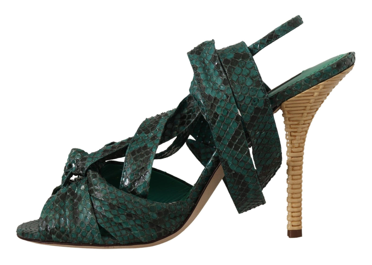 Dolce & Gabbana Grün Python Riemchen Sandalen Heels Schuhe