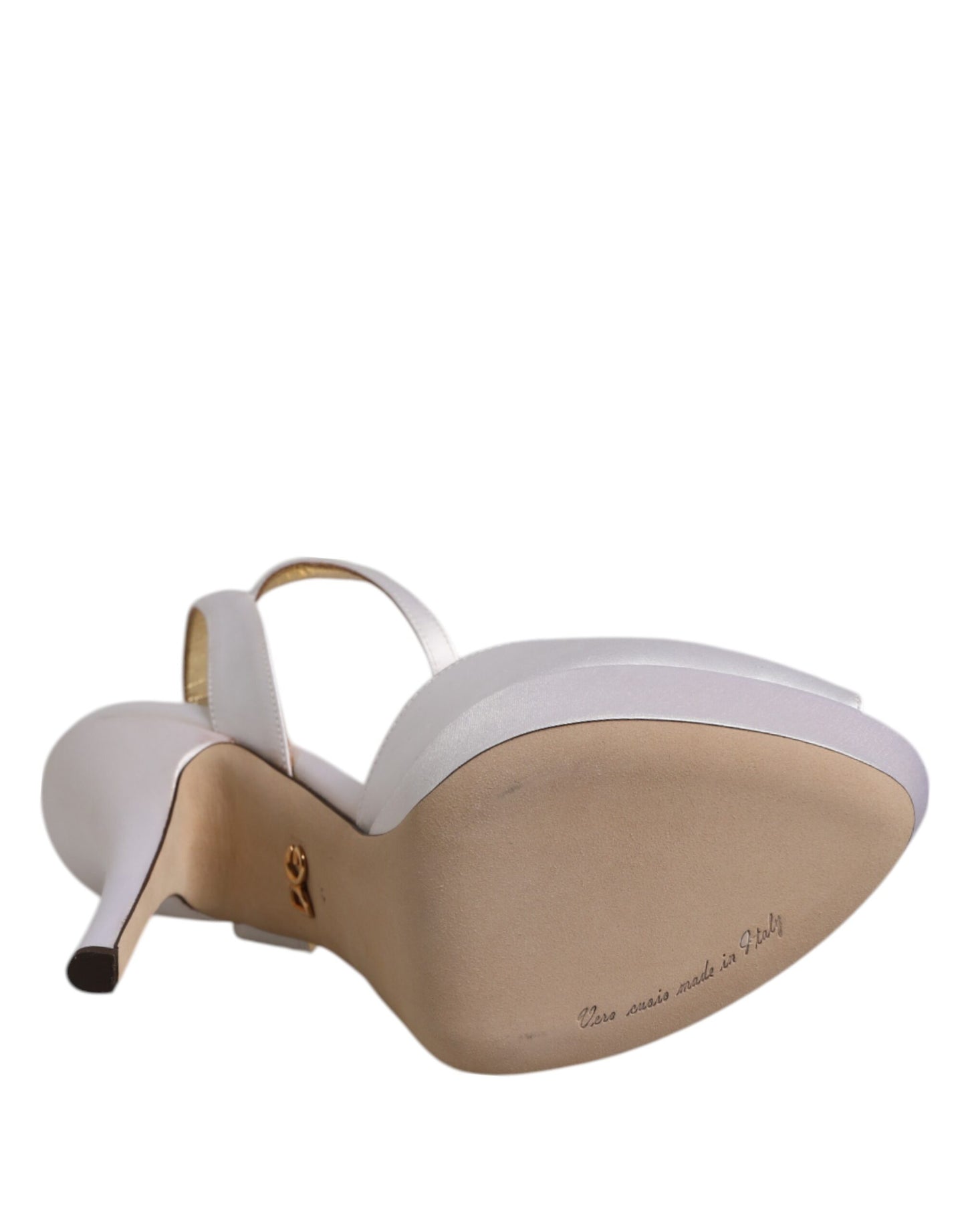Dolce & Gabbana Weiß Satin Plateau Heels Sandalen Schuhe