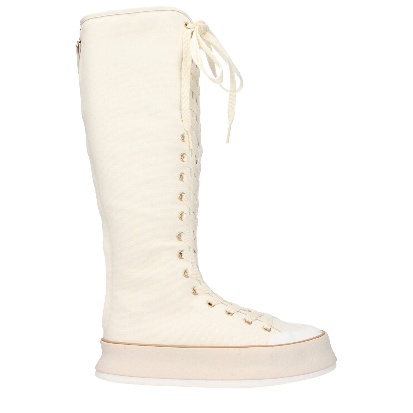 Max Mara beige fabric lace-up boots