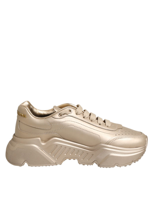 Dolce & Gabbana Gold Leder Daymaster Damen Sneaker Schuhe