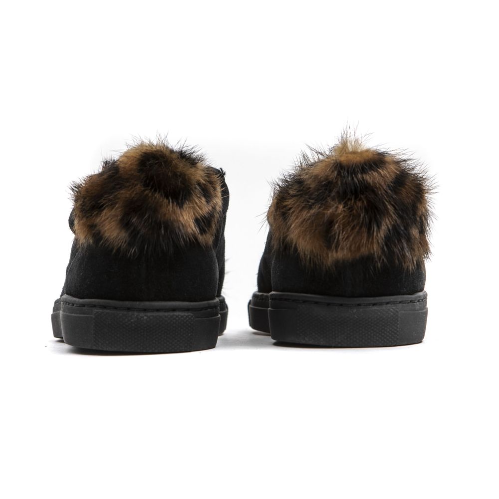 Mr&Mrs Italy Schwarzes Leder Damen Sneaker