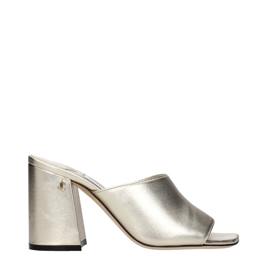 Jimmy Choo Goldene Ledersandalen mit Plateauabsatz