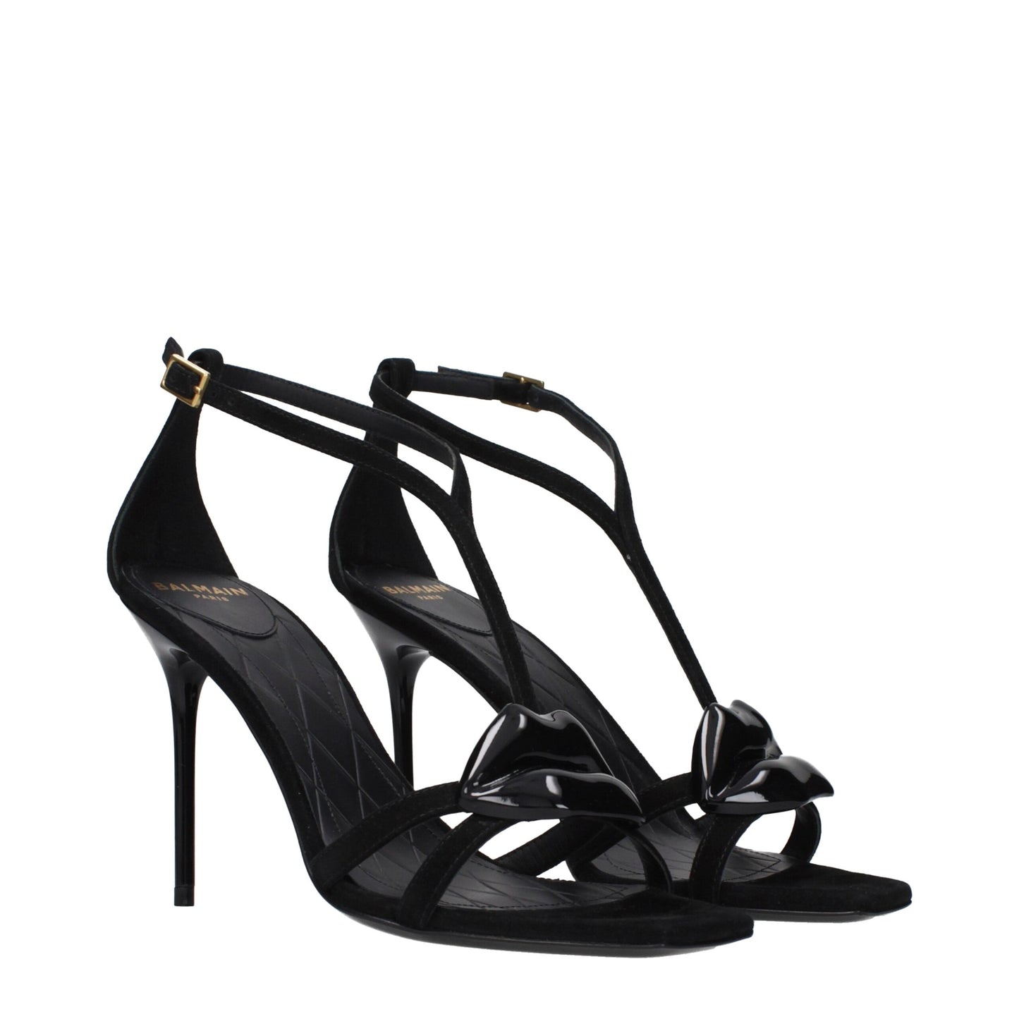 Balmain Schwarze Leder-Stilettosandalen